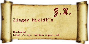 Zieger Miklós névjegykártya